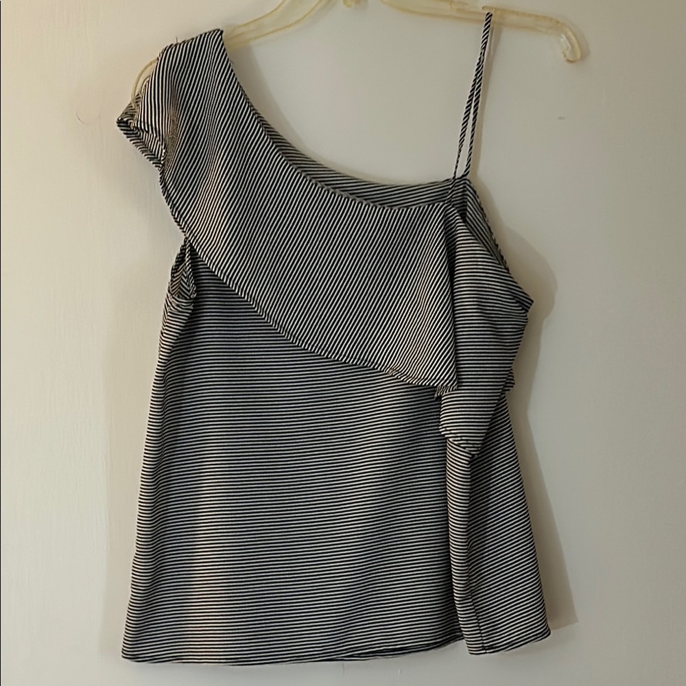 Gray Asymmetrical Ruffled Blouse
